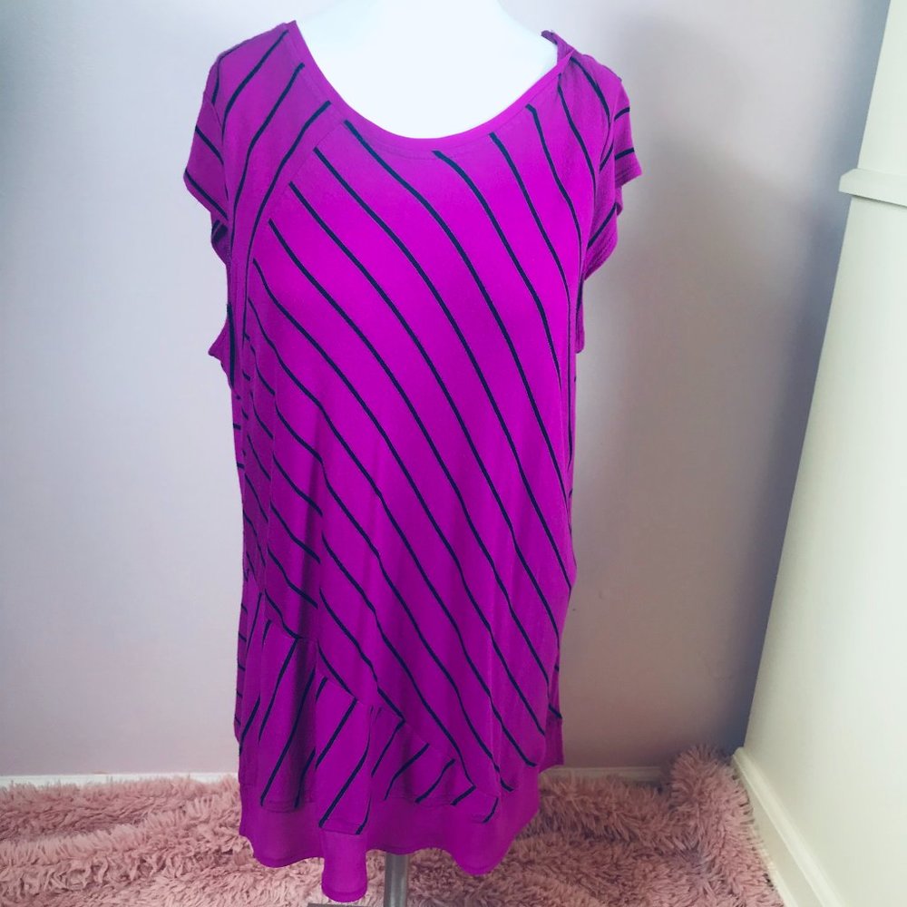 Apt9 tunic length purple stripe top PXL